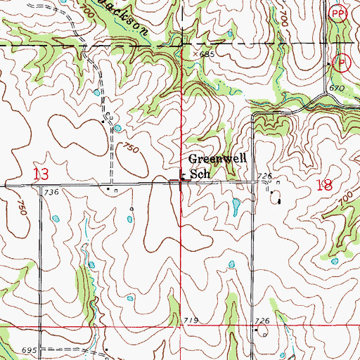 Topographic Map of Greenwell School (historical), MO