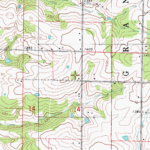 Topographic Map of Greenwood School, MO