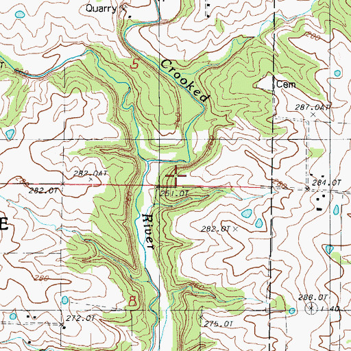 Topographic Map of Greenwood School (historical), MO