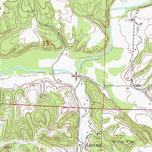 Topographic Map of Hamestring Creek, AR