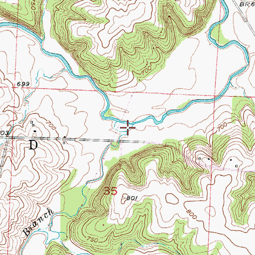 Topographic Map of Greer Branch, MO