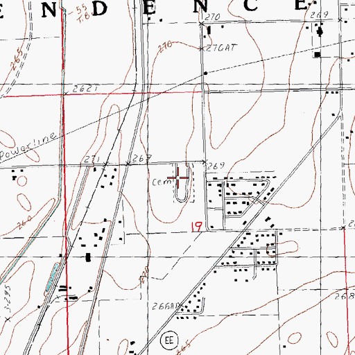 Topographic Map of Gregory Cemetery, MO