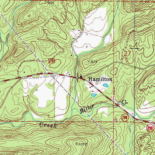 Topographic Map of Hamilton, AR