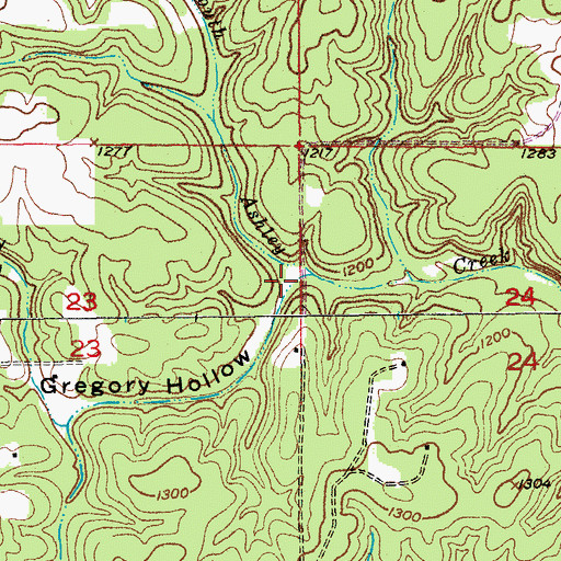 Topographic Map of Gregory Hollow, MO