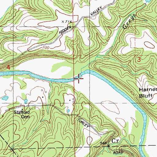 Topographic Map of Greys Branch, MO