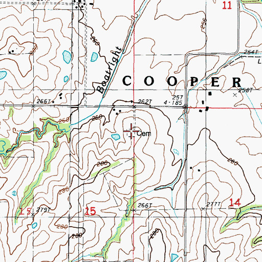 Topographic Map of Gribble Cemetery, MO