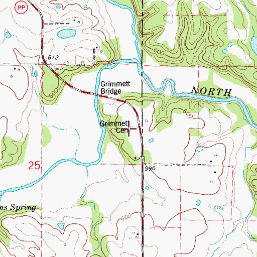 Topographic Map of Grimmett Cemetery, MO