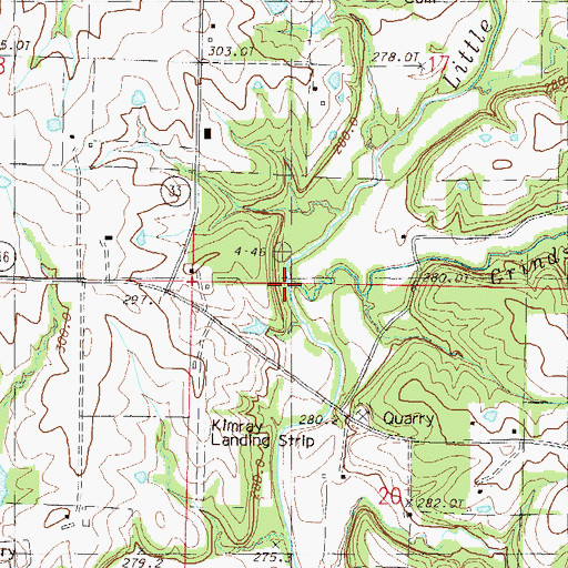 Topographic Map of Grindstone Creek, MO