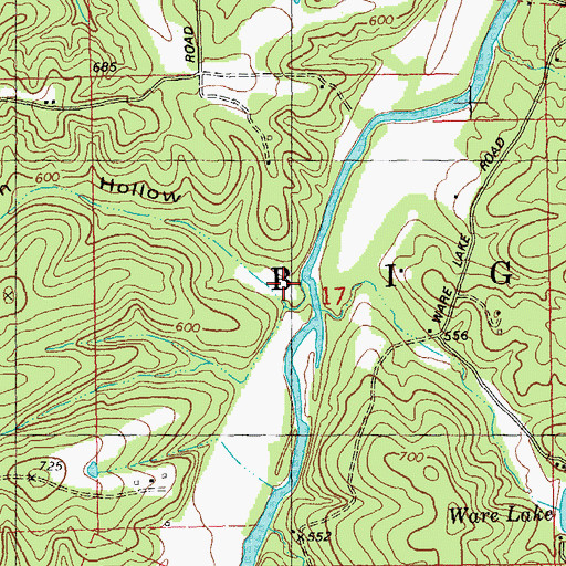 Topographic Map of Grinnin Hollow, MO