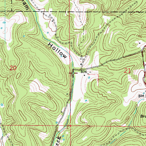 Topographic Map of Grisham Hollow, MO