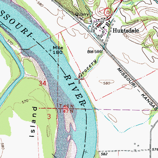 Topographic Map of Grocery Branch, MO