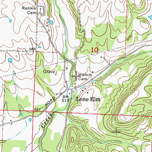 Topographic Map of Hamm Cemetery, AR