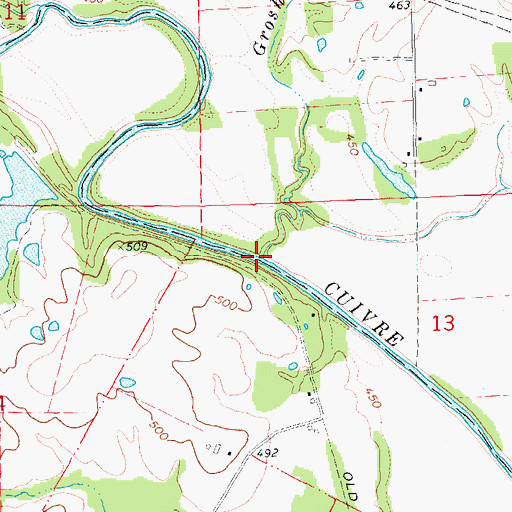 Topographic Map of Groshong Branch, MO