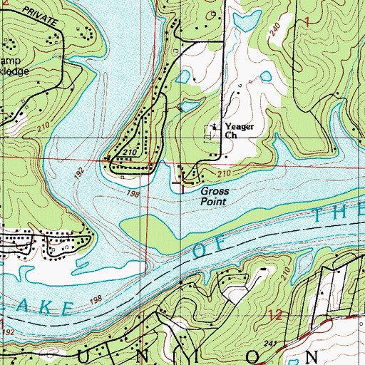 Topographic Map of Gross Point, MO