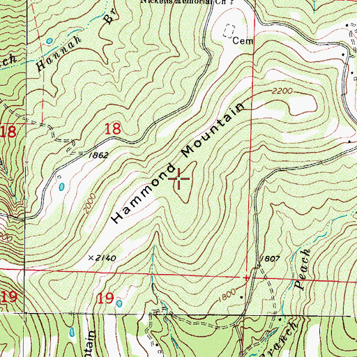 Topographic Map of Hammond Mountain, AR
