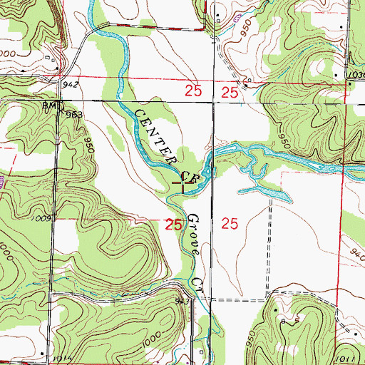Topographic Map of Grove Creek, MO