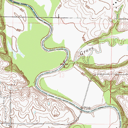 Topographic Map of Grove Creek, MO