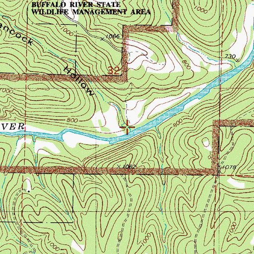 Topographic Map of Hancock Hollow, AR