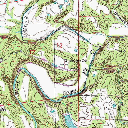 Topographic Map of Guerrart Cemetery, MO