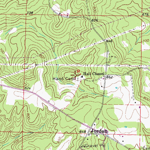 Topographic Map of Hand Cemetery, AR