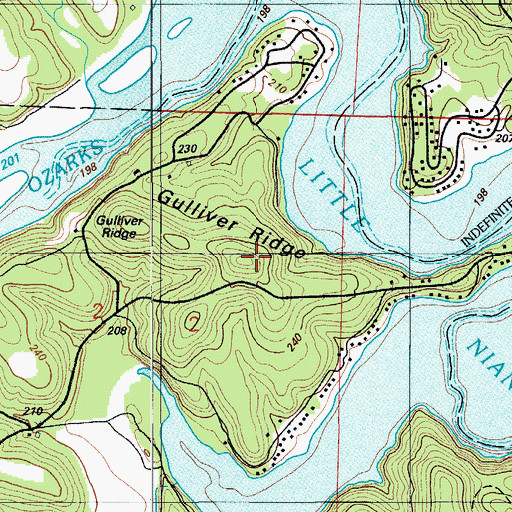 Topographic Map of Gulliver Ridge, MO