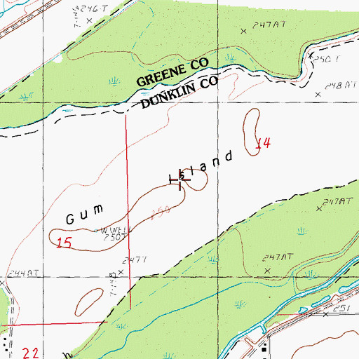 Topographic Map of Gum Island, MO