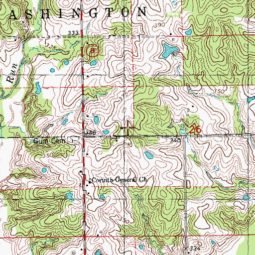 Topographic Map of Gum School, MO