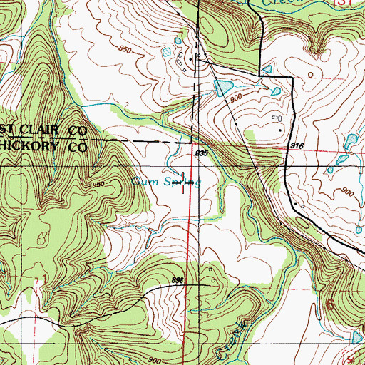 Topographic Map of Gum Spring, MO