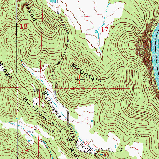 Topographic Map of Hand Mountain, AR