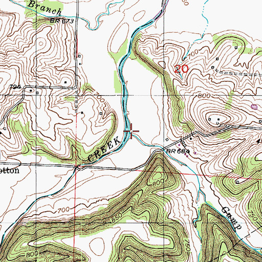Topographic Map of Gump Branch, MO