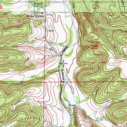 Topographic Map of Gunlock Creek, MO