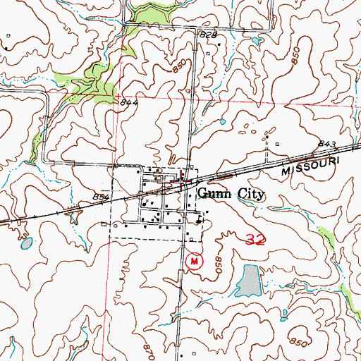 Topographic Map of Gunn City, MO