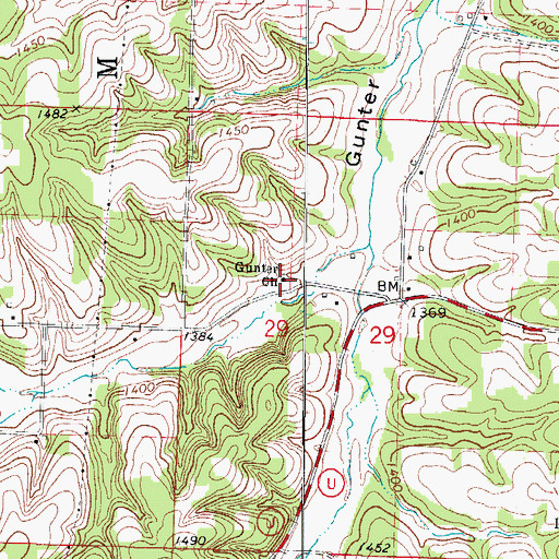 Topographic Map of Gunter Church, MO