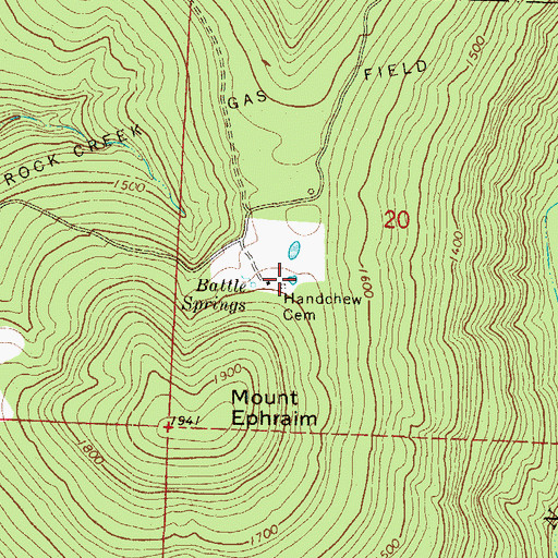 Topographic Map of Handchew Cemetery, AR