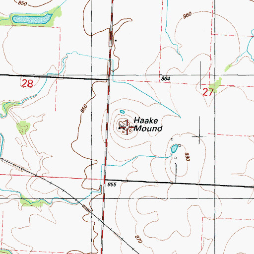 Topographic Map of Haake Mound, MO