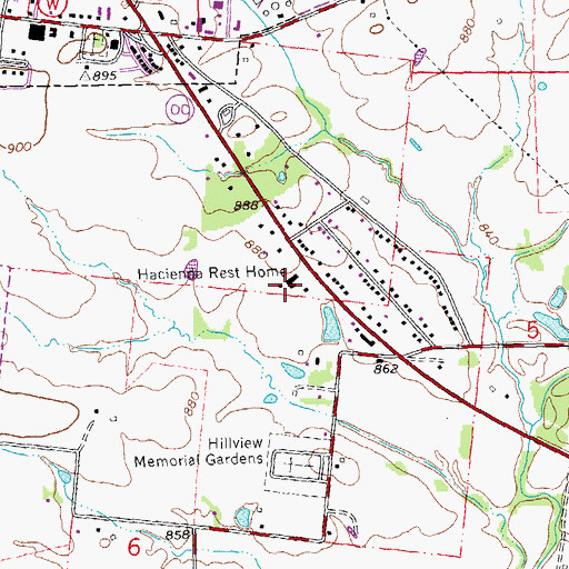 Topographic Map of Hacienda Rest Home, MO