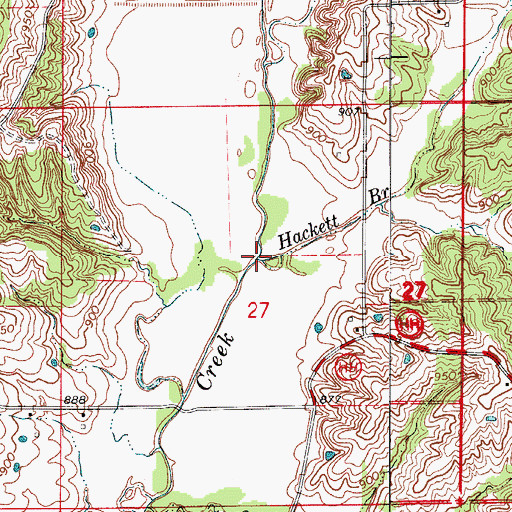 Topographic Map of Hackett Branch, MO