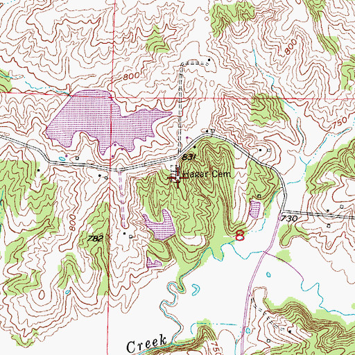 Topographic Map of Hagar Cemetery, MO