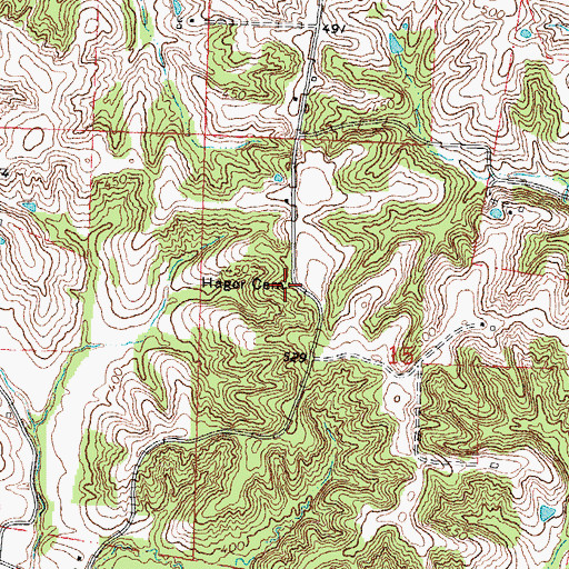 Topographic Map of Hager Cemetery, MO
