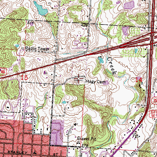 Topographic Map of Hagy Cemetery, MO