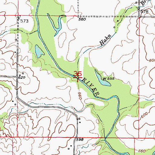 Topographic Map of Hahn Branch, MO