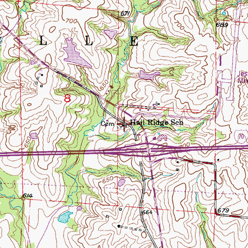 Topographic Map of Hail Ridge School, MO