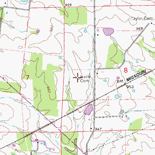 Topographic Map of Haile Cemetery, MO