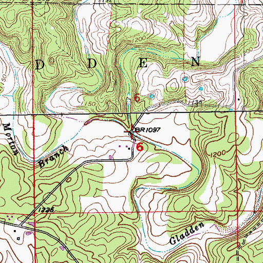 Topographic Map of Halbrook Branch, MO
