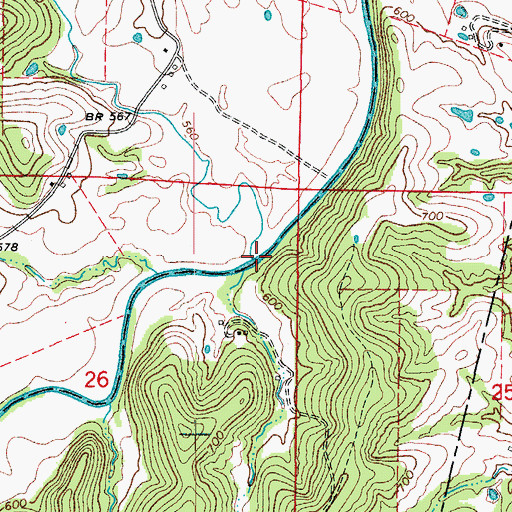 Topographic Map of Haldiman Branch, MO