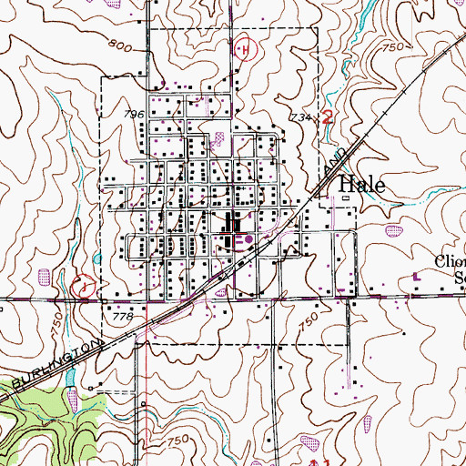 Topographic Map of Hale, MO
