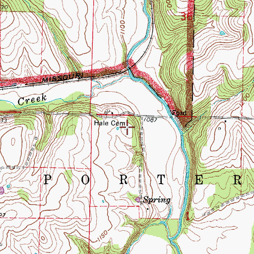 Topographic Map of Hale Cemetery, MO