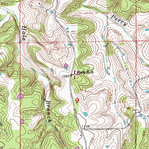 Topographic Map of Hale School, MO