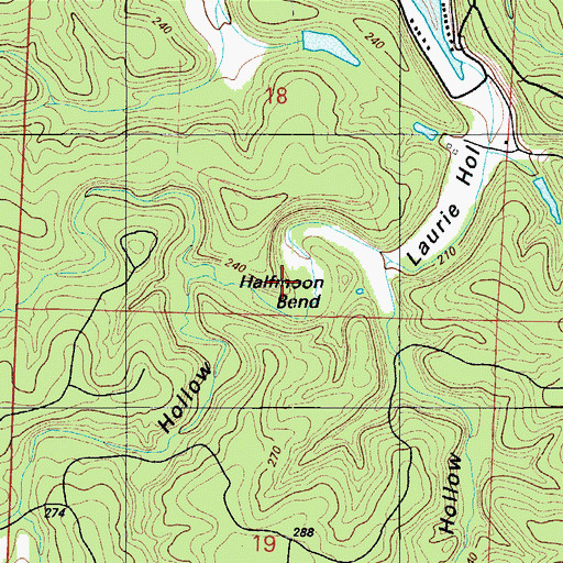 Topographic Map of Halfmoon Bend, MO