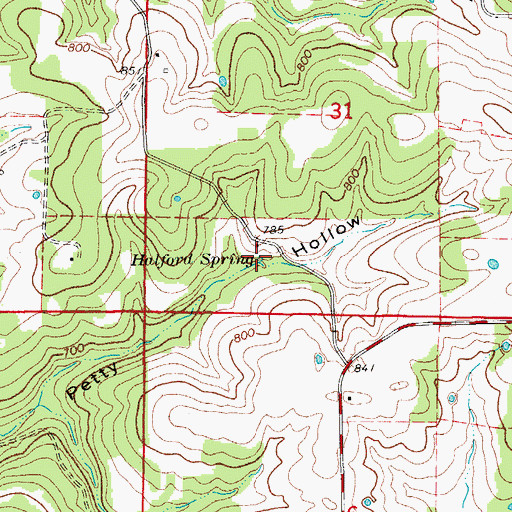 Topographic Map of Halford Spring, MO